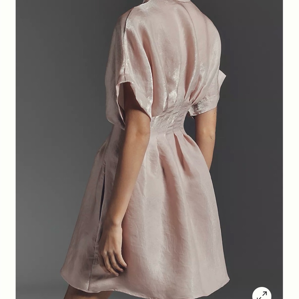 Anthropologie Pale Blush Satin Mini Dress